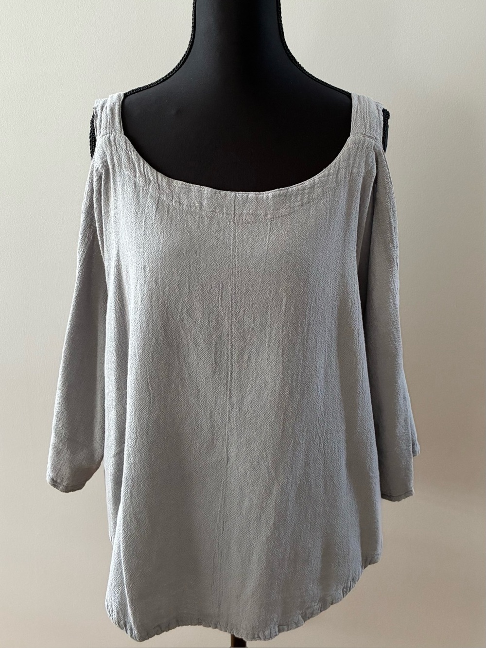 Oh My Gauze! Light Gray Cold-Shoulder Women's Top